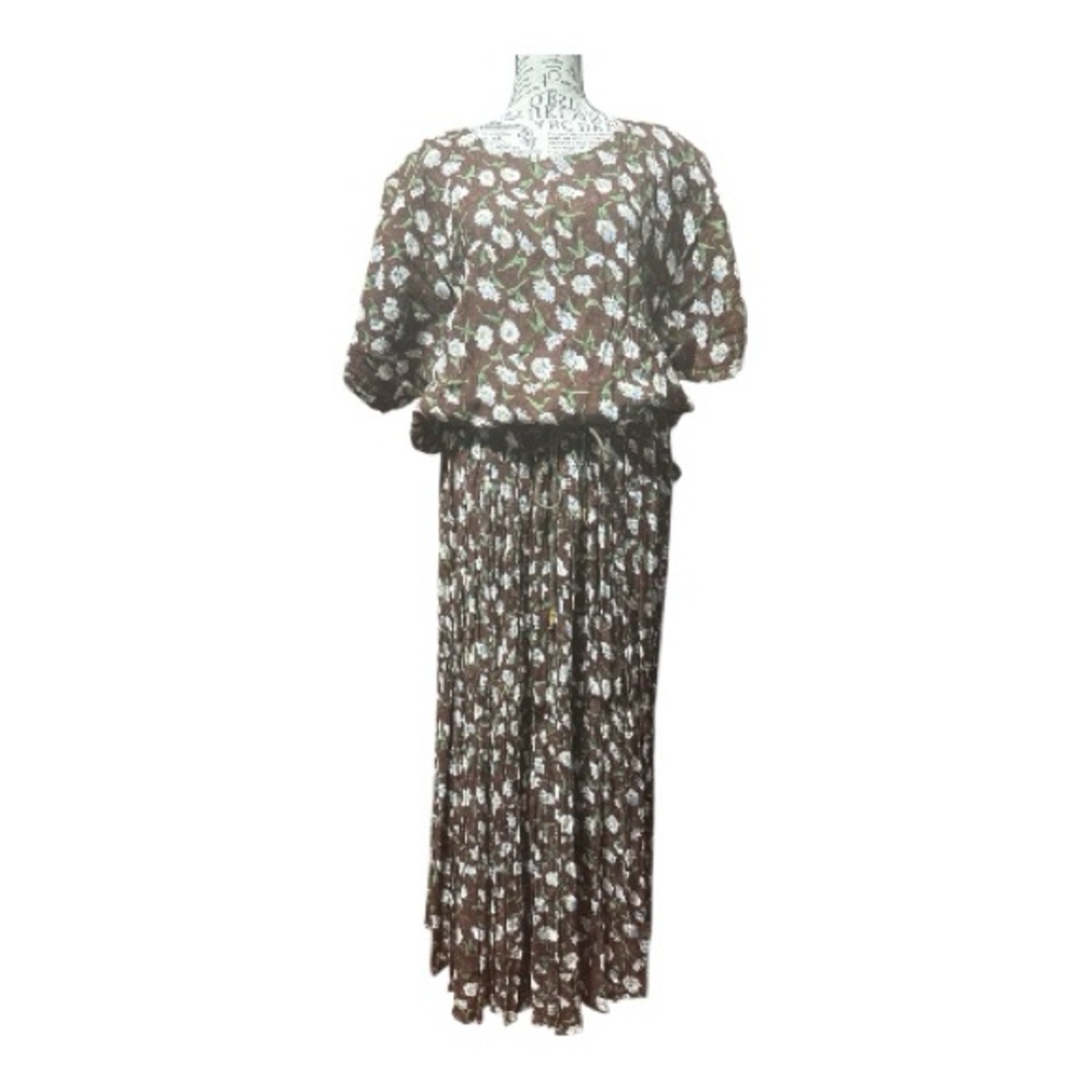 Floral Brown Maxi Skirt Set Size Medium